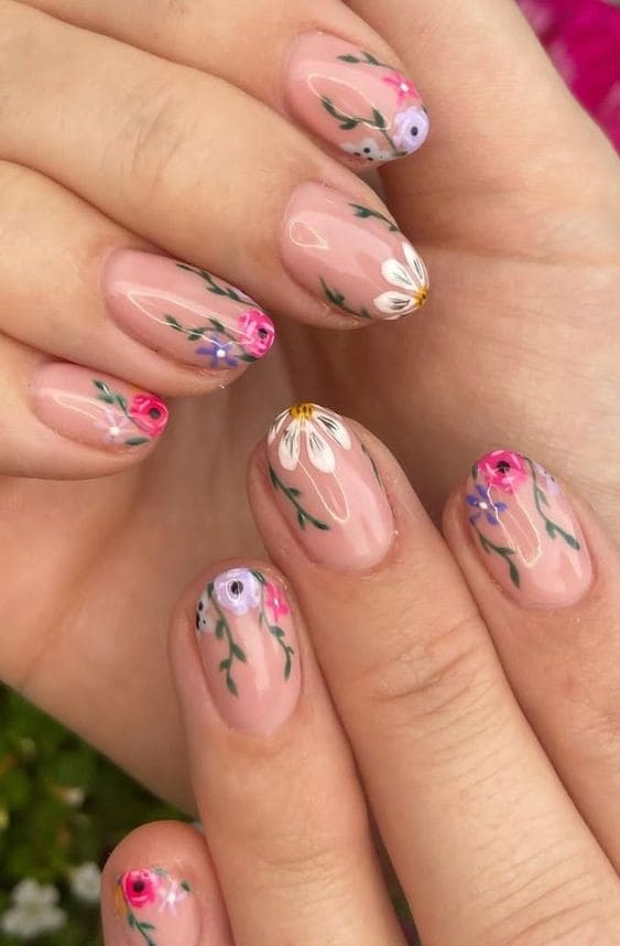 Floral French Tips
