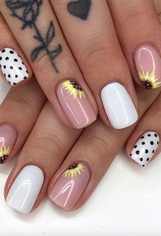 Floral Short Acrylic Nails