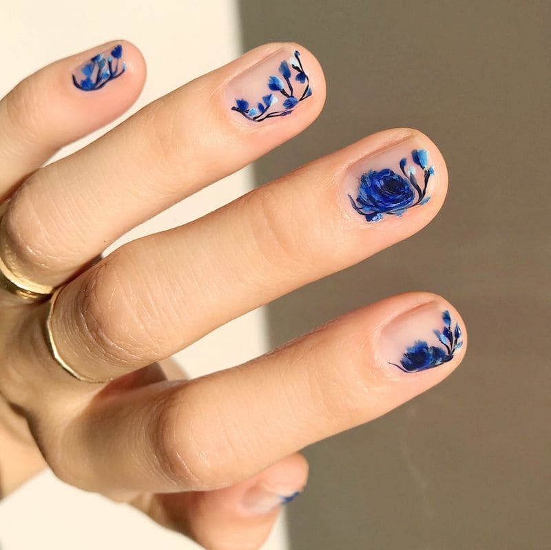 Floral Short Acrylic Nails