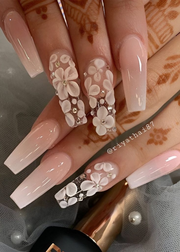Floral Wedding Nail Designs