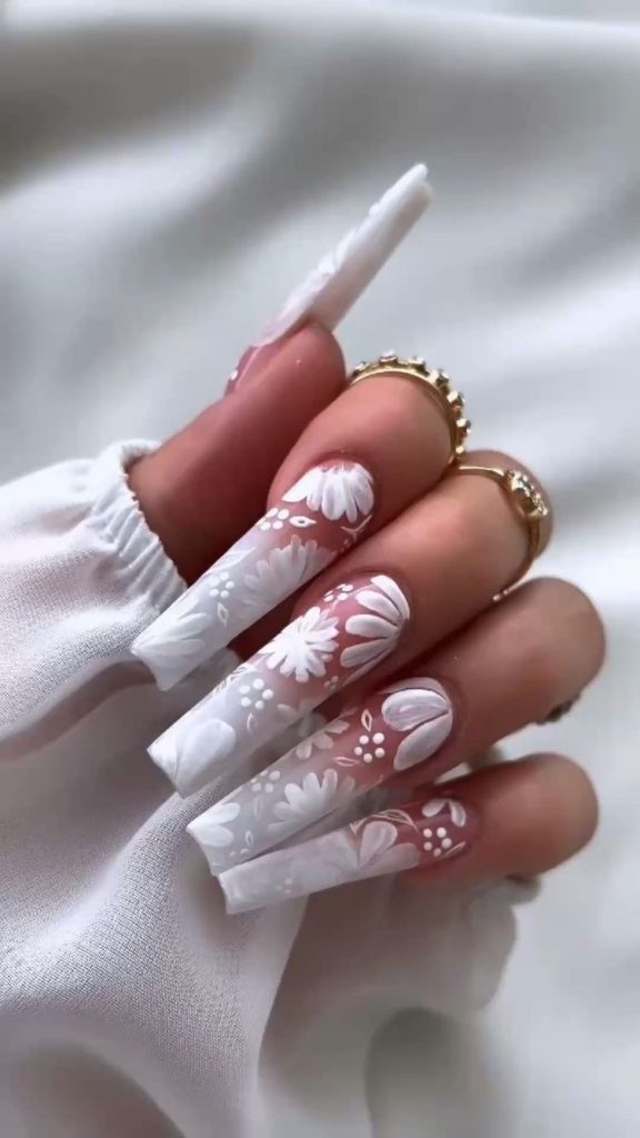 Floral Wedding Nail Designs