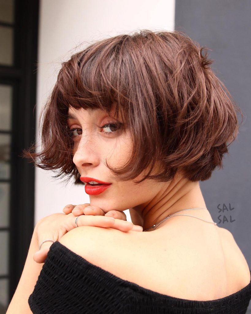 French Short Bob With Blunt Bang