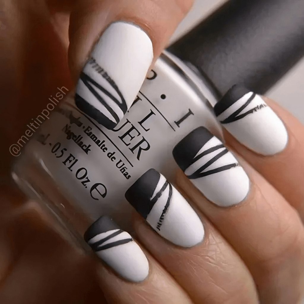  Fun Abstract Black And White Nail Designs
