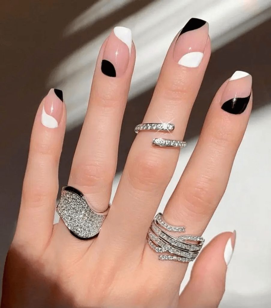  Fun Abstract Black And White Nail Designs