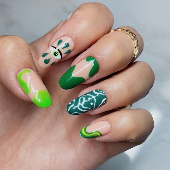 Fun Bright Green Nail Arts
