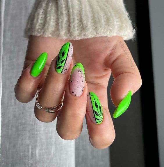 Fun Bright Green Nail Arts