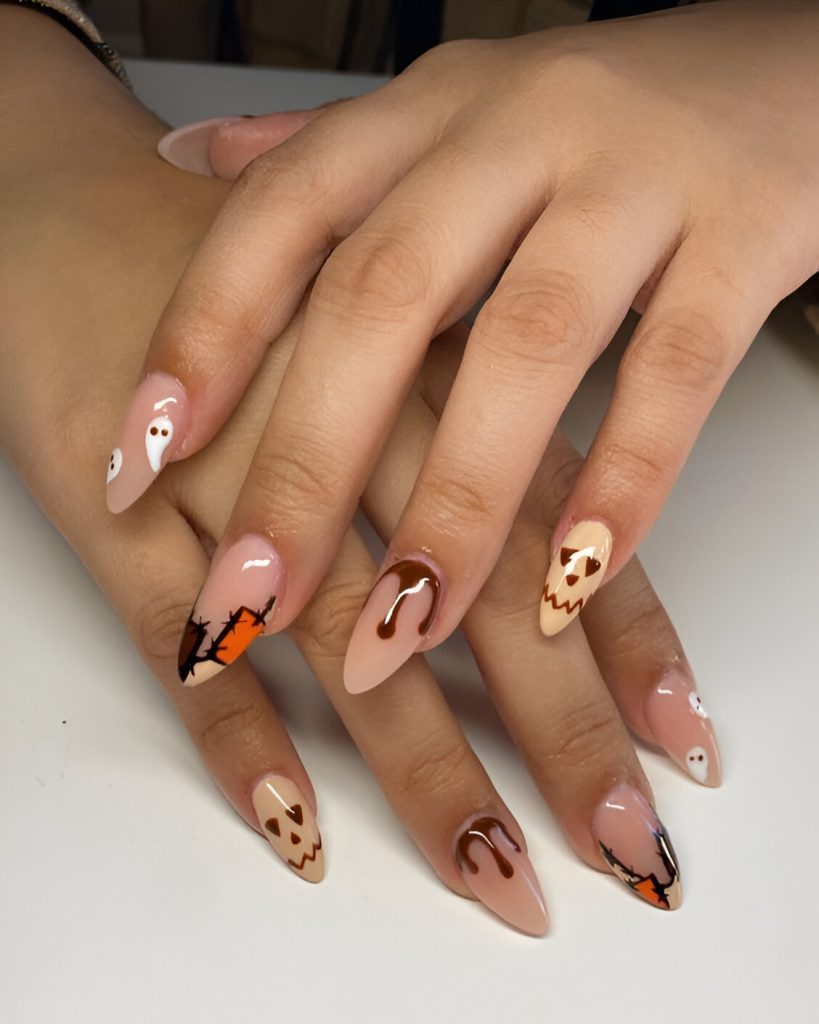 Fun Short Almond Nails For Halloween