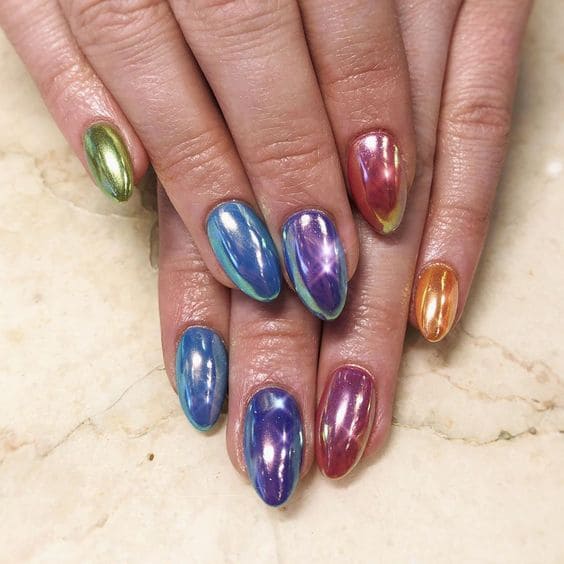 Funky Metallic Finish On Nails