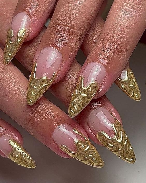 Funky Metallic Finish On Nails