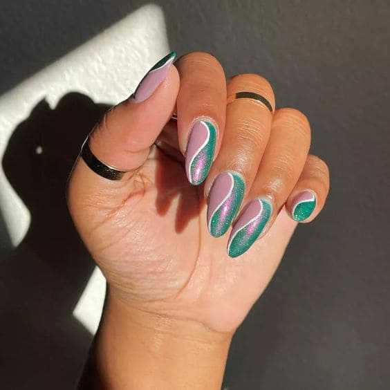 Funky Metallic Finish On Nails