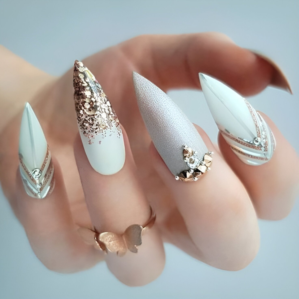 Gemstone Wedding Nail Ideas
