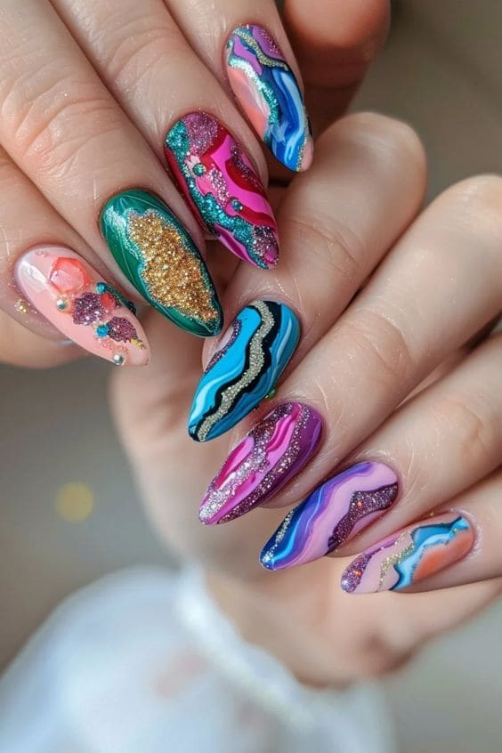 Geode Acrylic Nail Set3