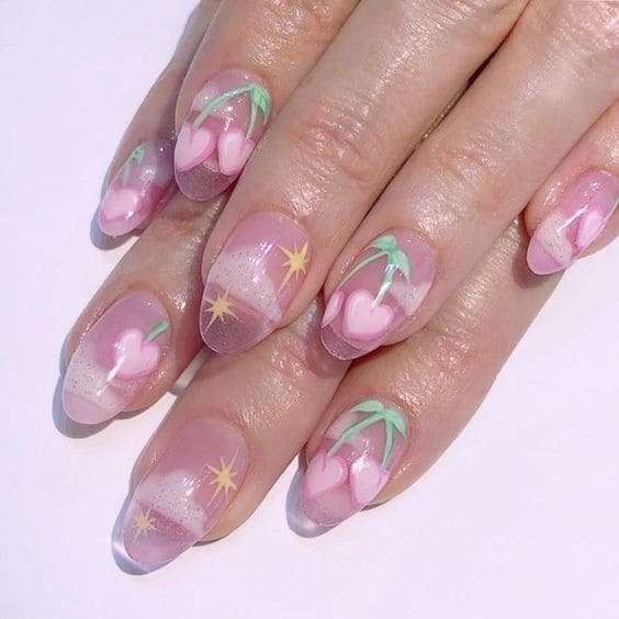 Girly Cherry Nails