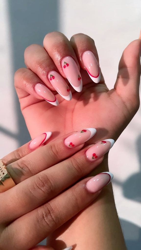 Girly Cherry Nails