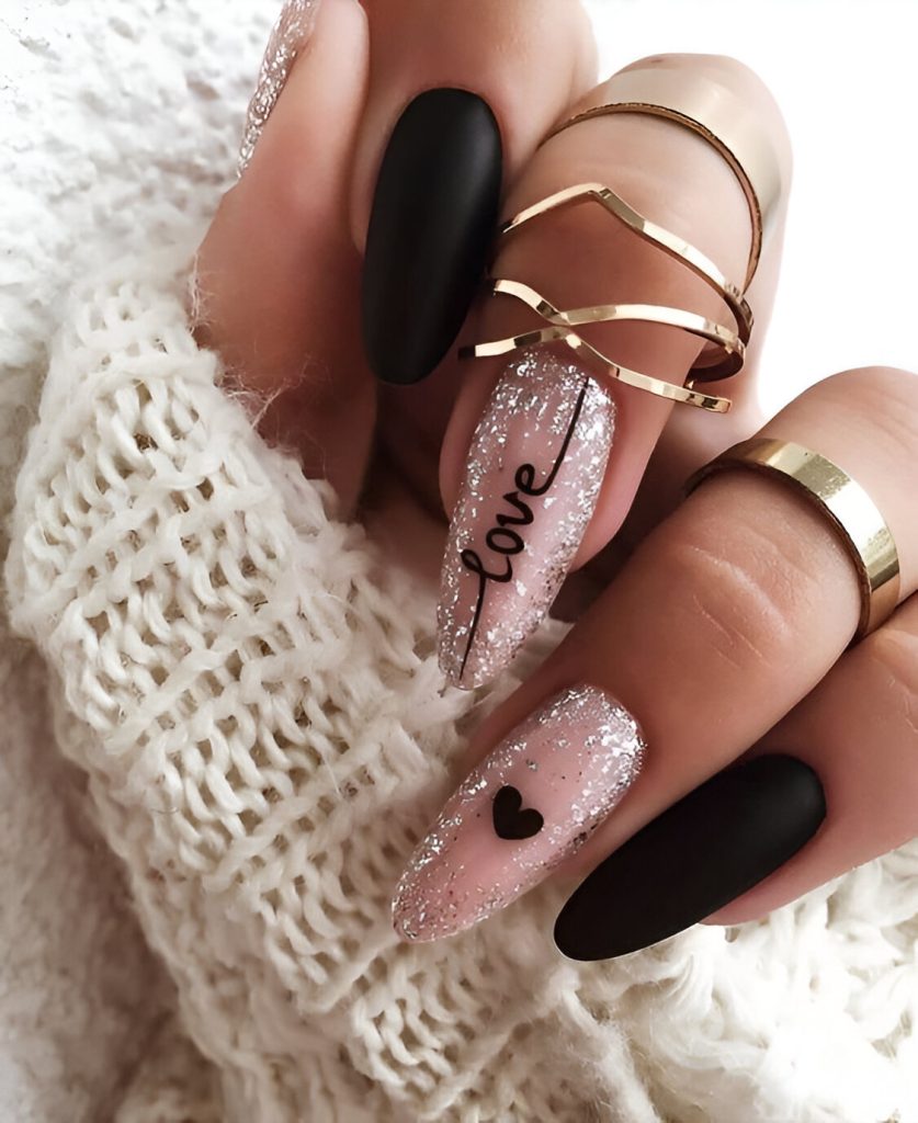 Glam Black Nails
