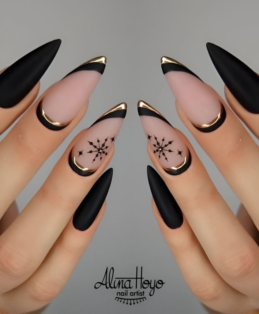 Glam Black Nails