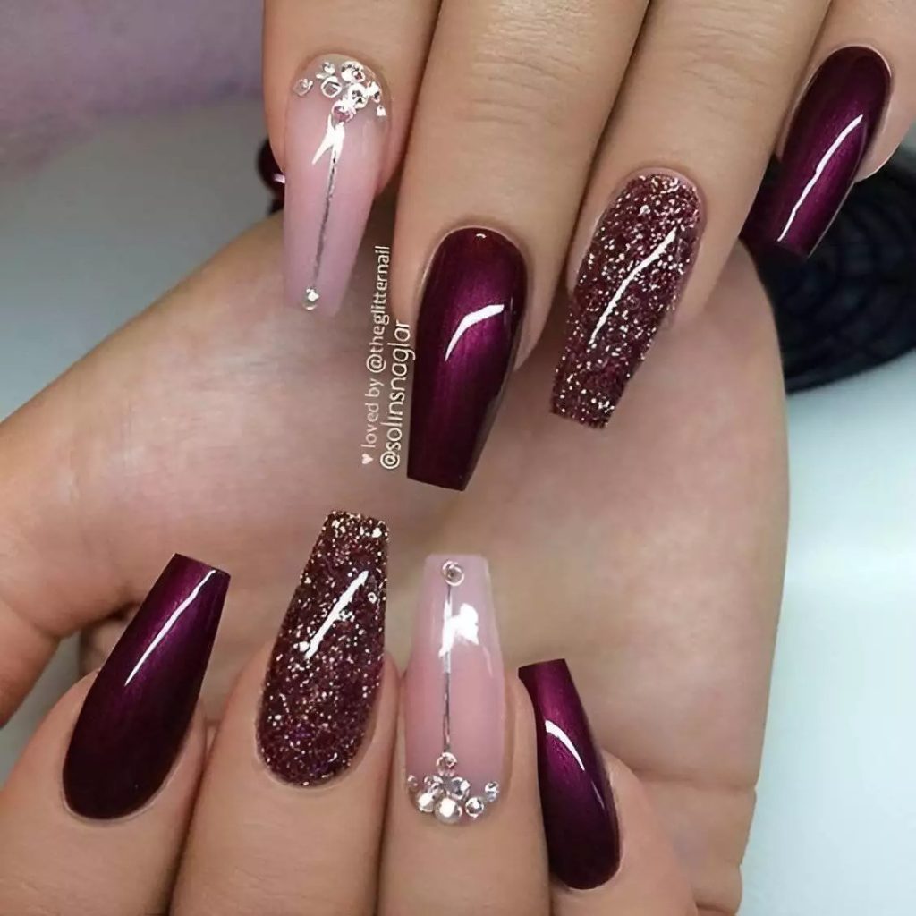 Glam Burgundy Manicure