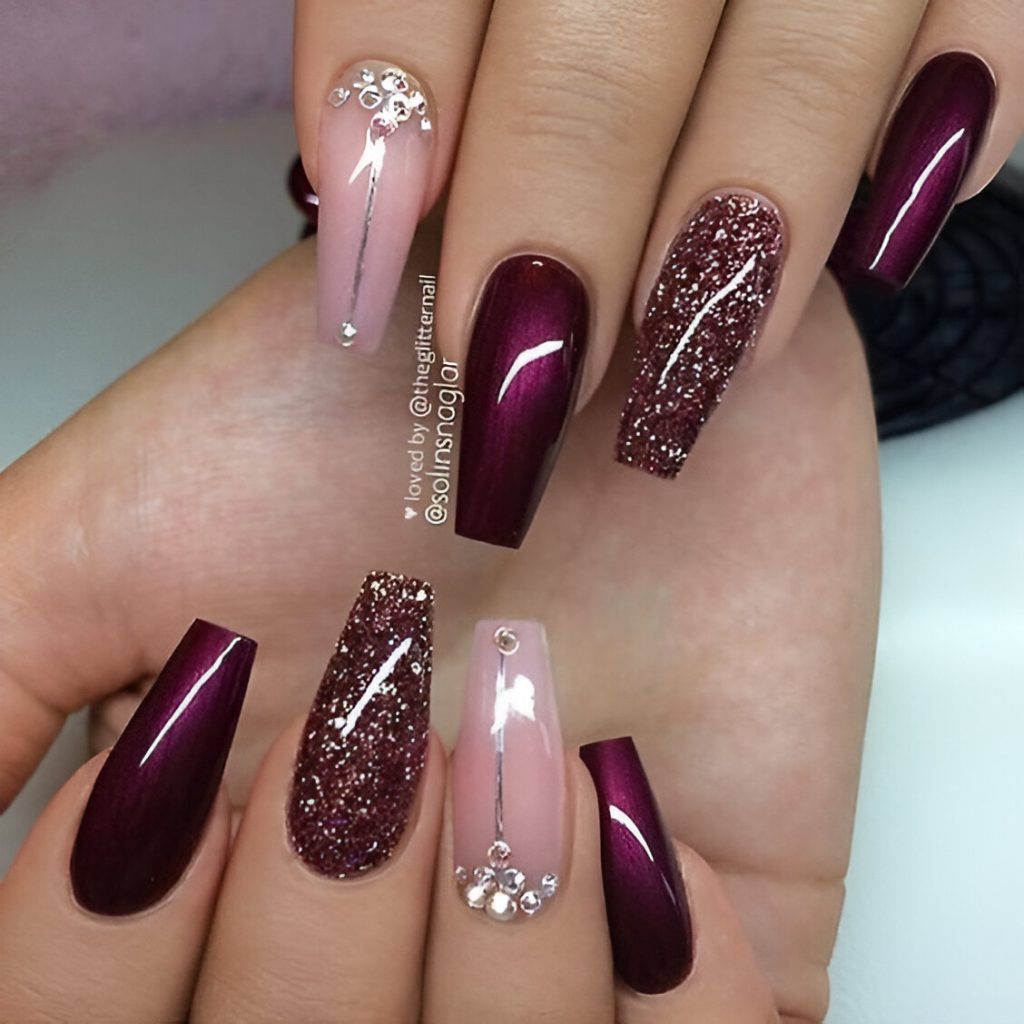 Glamorous Burgundy Nail Designs