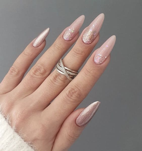Glitter Accent Nails5