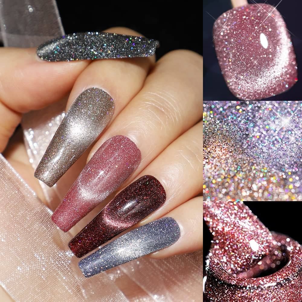 Glitter Cat-Eye Nails