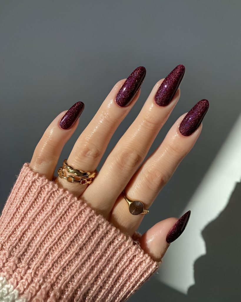 Glitter Purple Nails