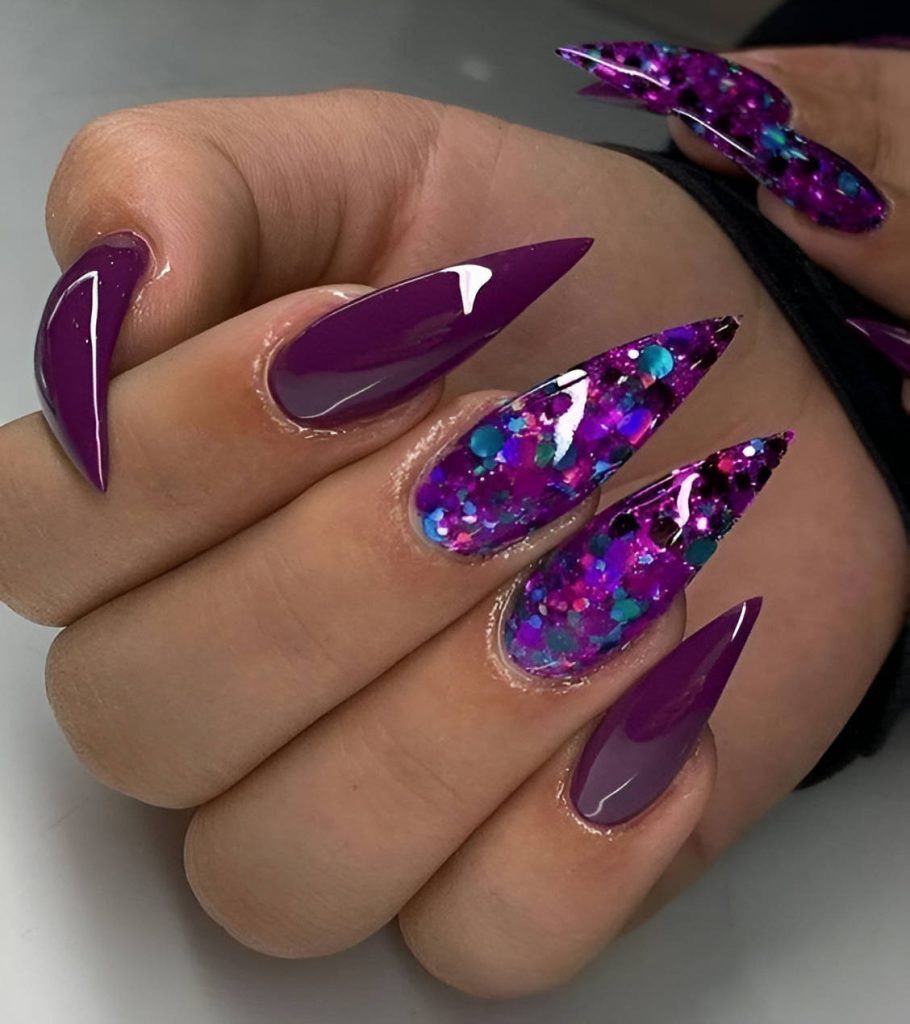 Glitter Stiletto Nails