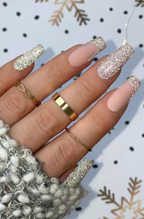 Glittered Nails For Holiday