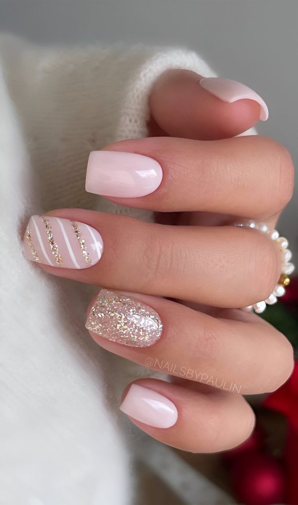 Glittered Nails For Holiday