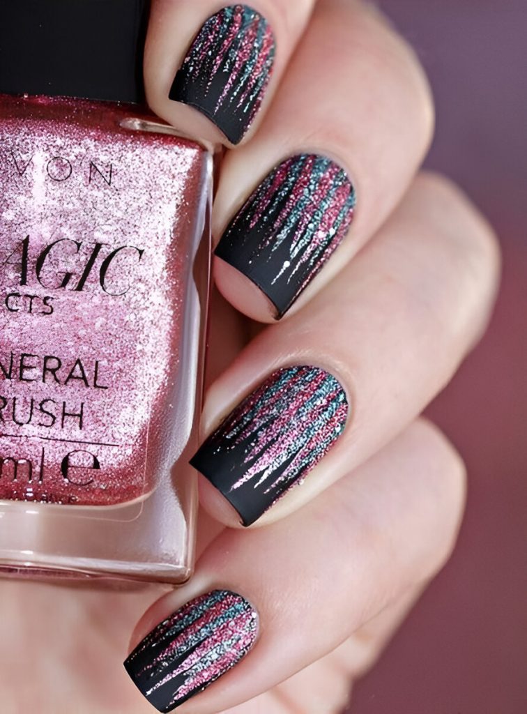 Glittered New Year's Eve Nails