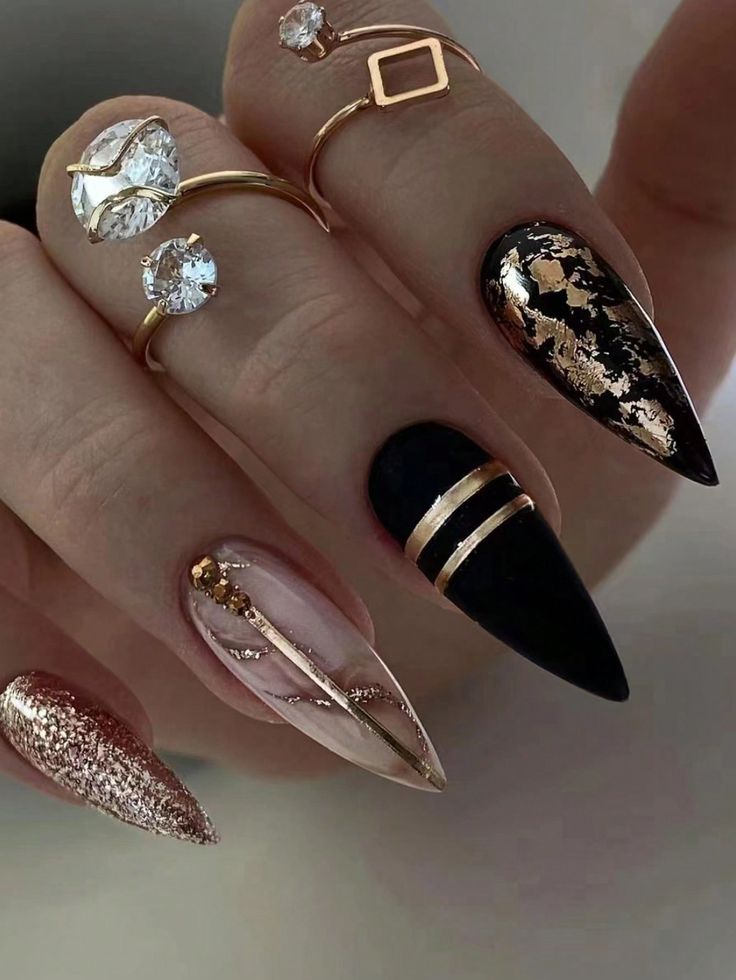 Gold And Black Nail Designs