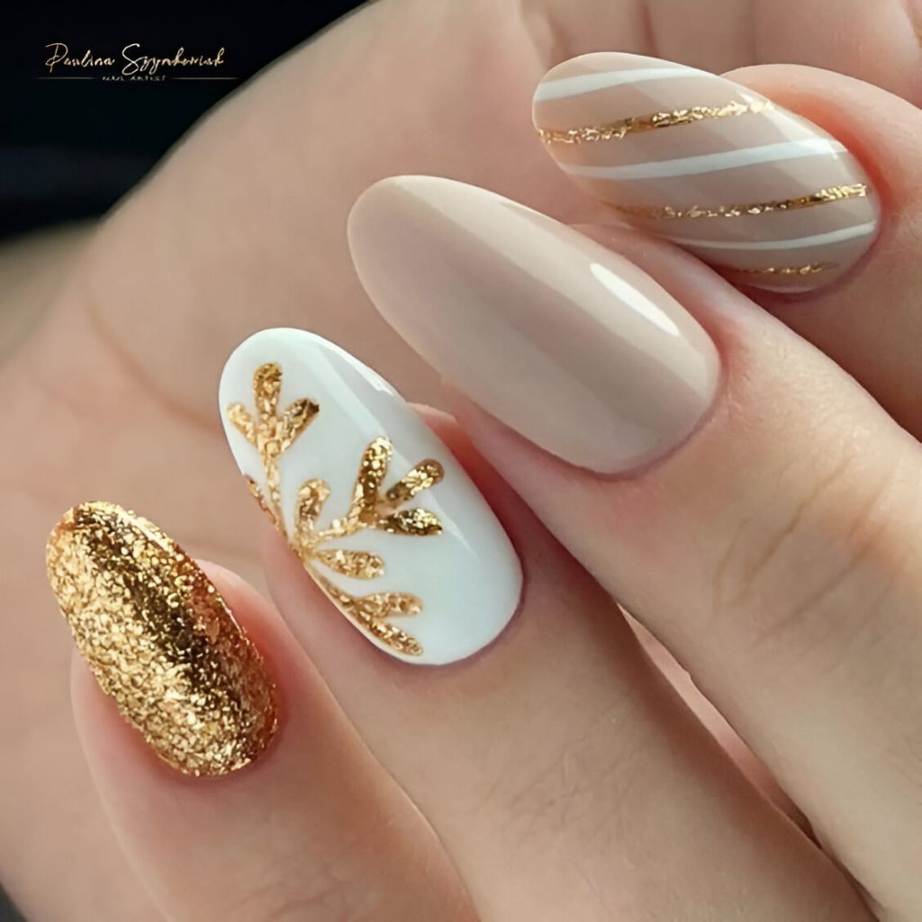 Gold Festive Manicure Ideas