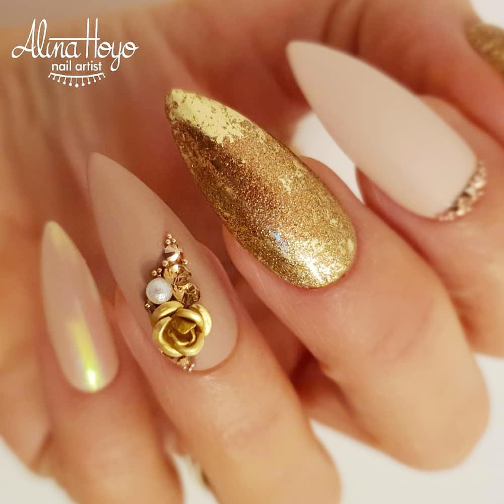 Gold Glitter Nails
