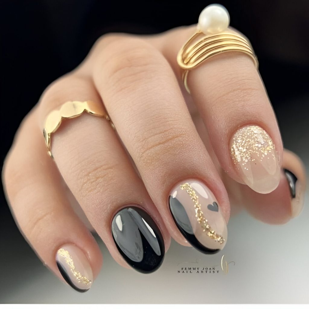 Gold Glitter Nails