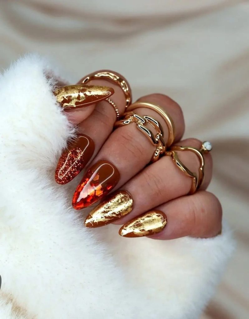 Gold Glitter Nails