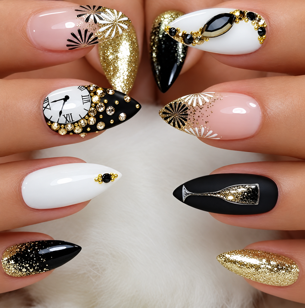 Gold New Year Nails