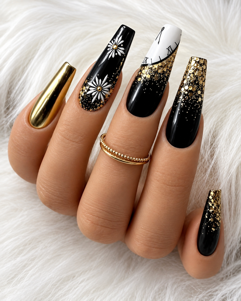 Gold New Year Nails