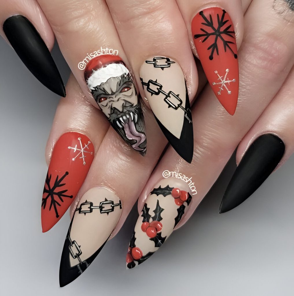 Goth Christmas Nails