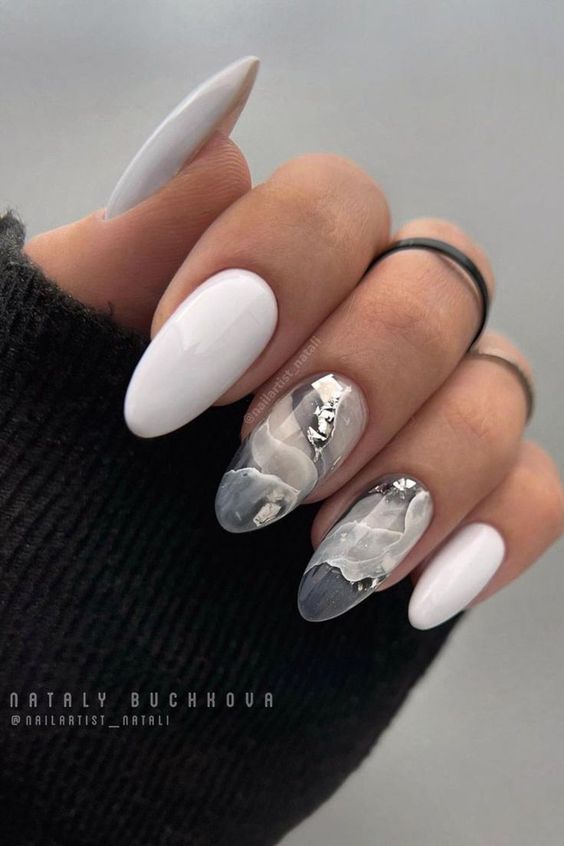 Grey Marble Nails