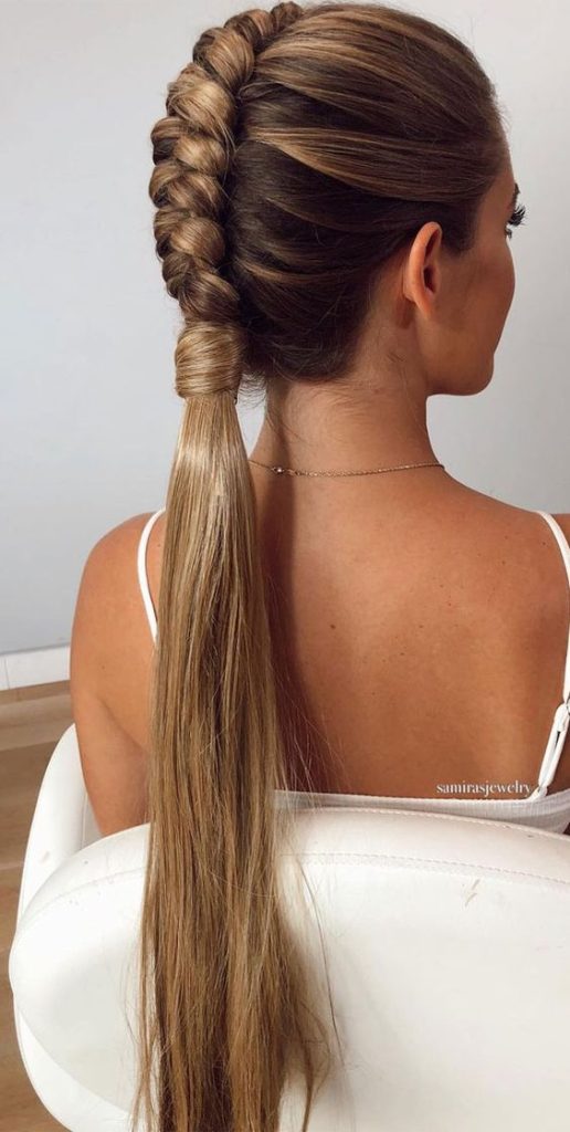  Half Braided Low Ponytail