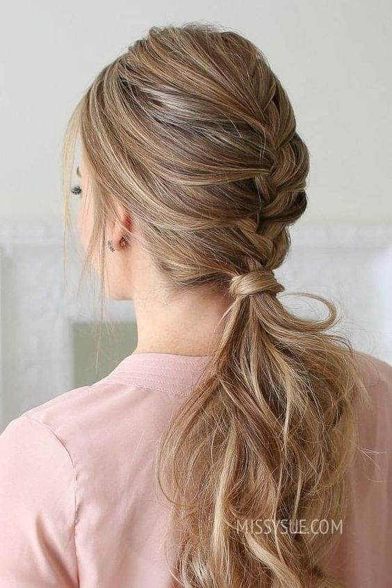  Half Braided Low Ponytail