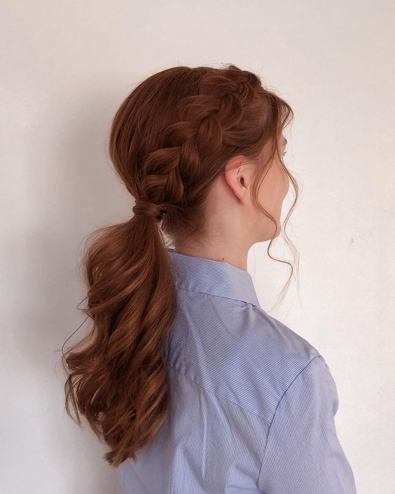  Half Braided Low Ponytail
