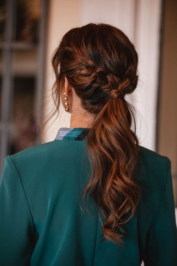  Half Braided Low Ponytail