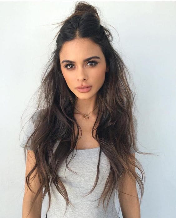 Half Up Half Down with a Top Knot
