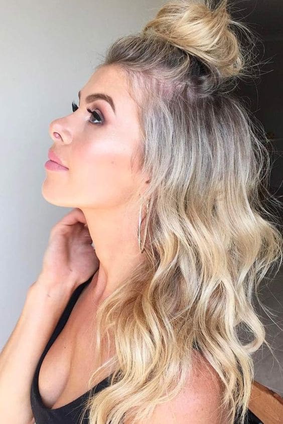 Half Up Half Down with a Top Knot