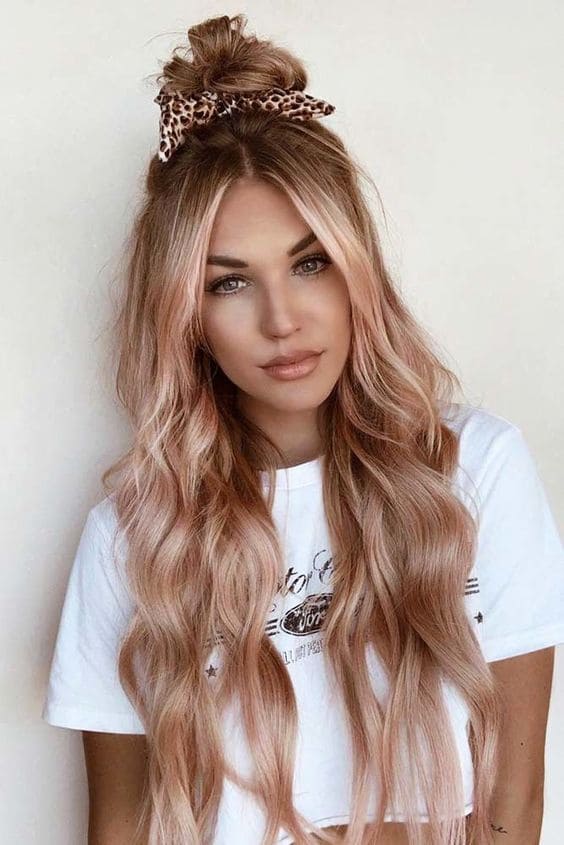 Half Up Half Down with a Top Knot