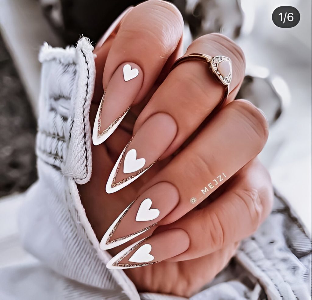  Heart-Themed French Tips