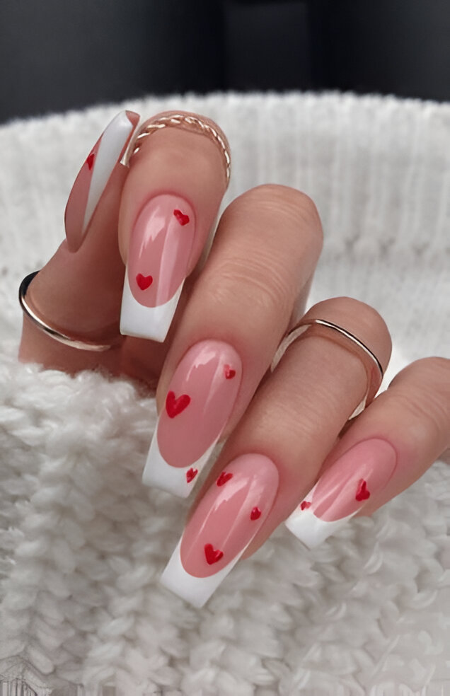  Heart-Themed French Tips