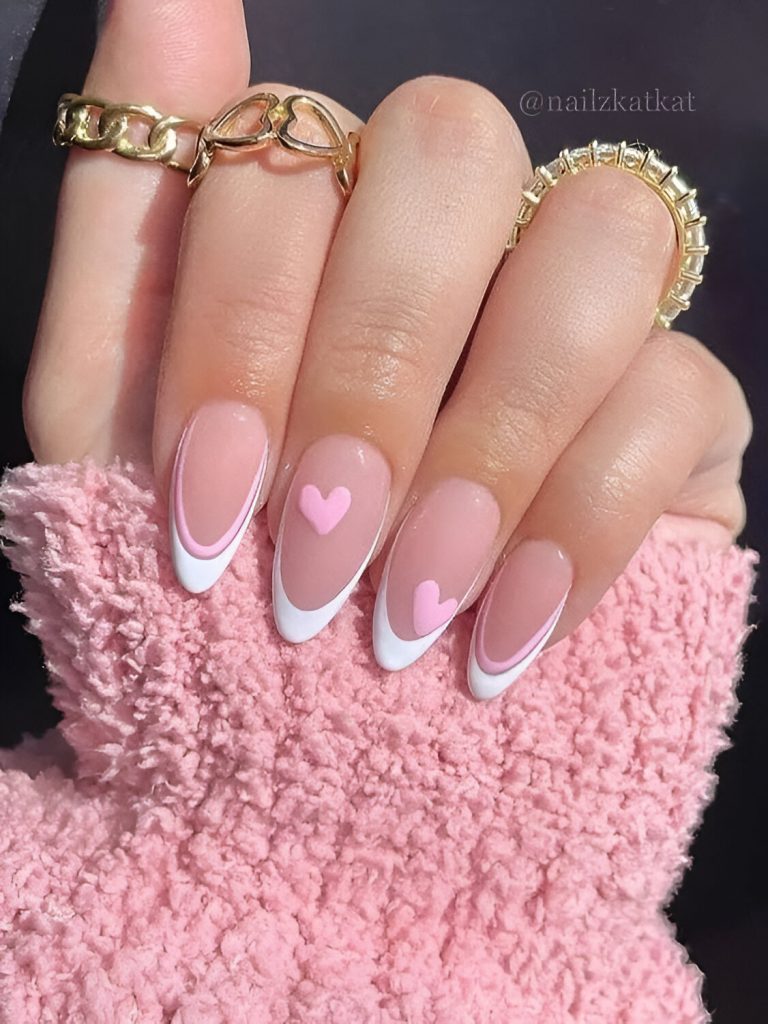  Heart-Themed French Tips