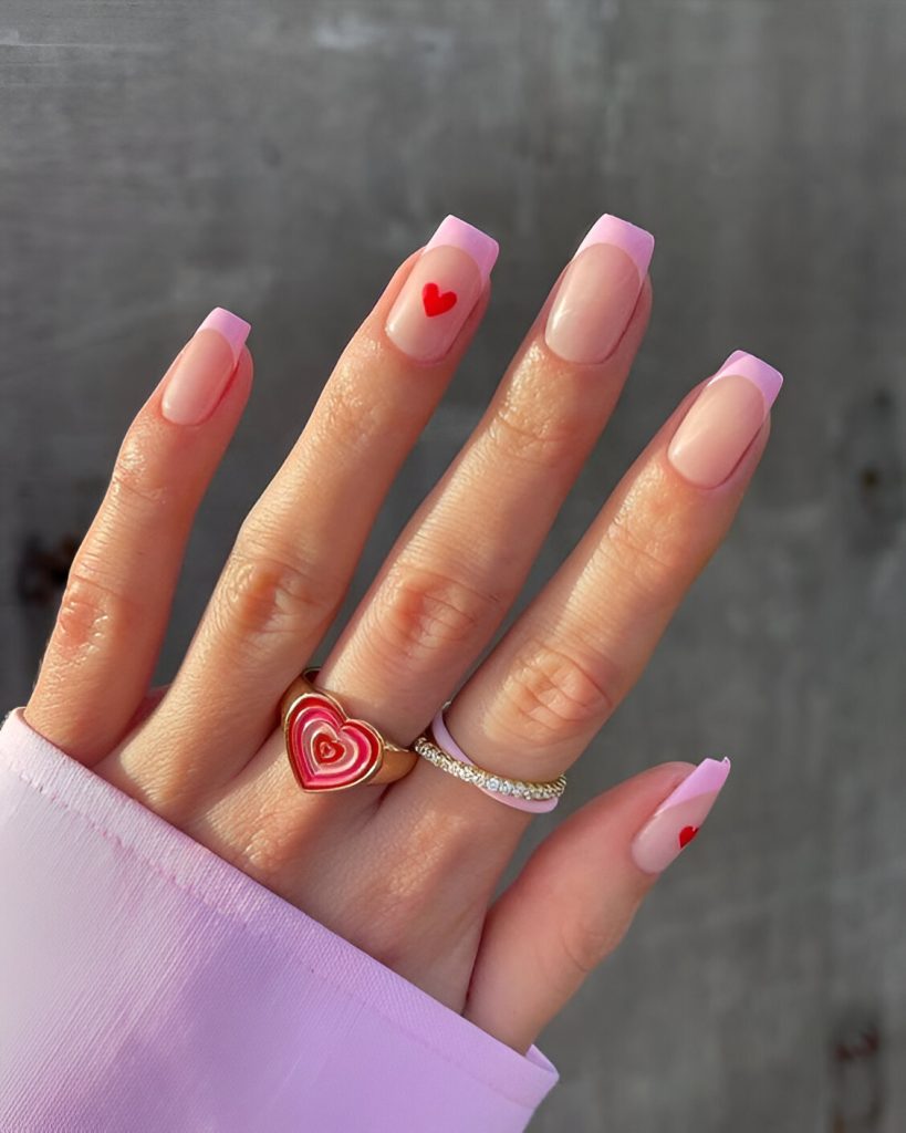  Heart-Themed French Tips