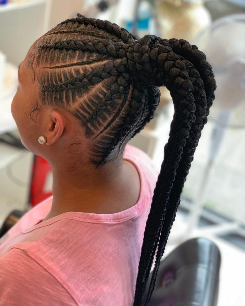 High Ponytail With Cornrow Braids